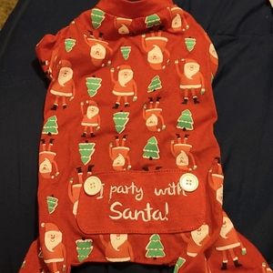 PARTY PET Doggie Christmas legged pajamas size loose Small, fitted Med.